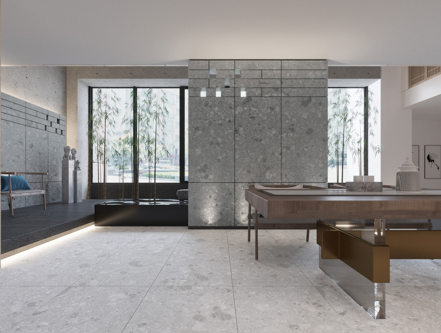 Lune Ash Terrazzo In/Ext Tile 600x600