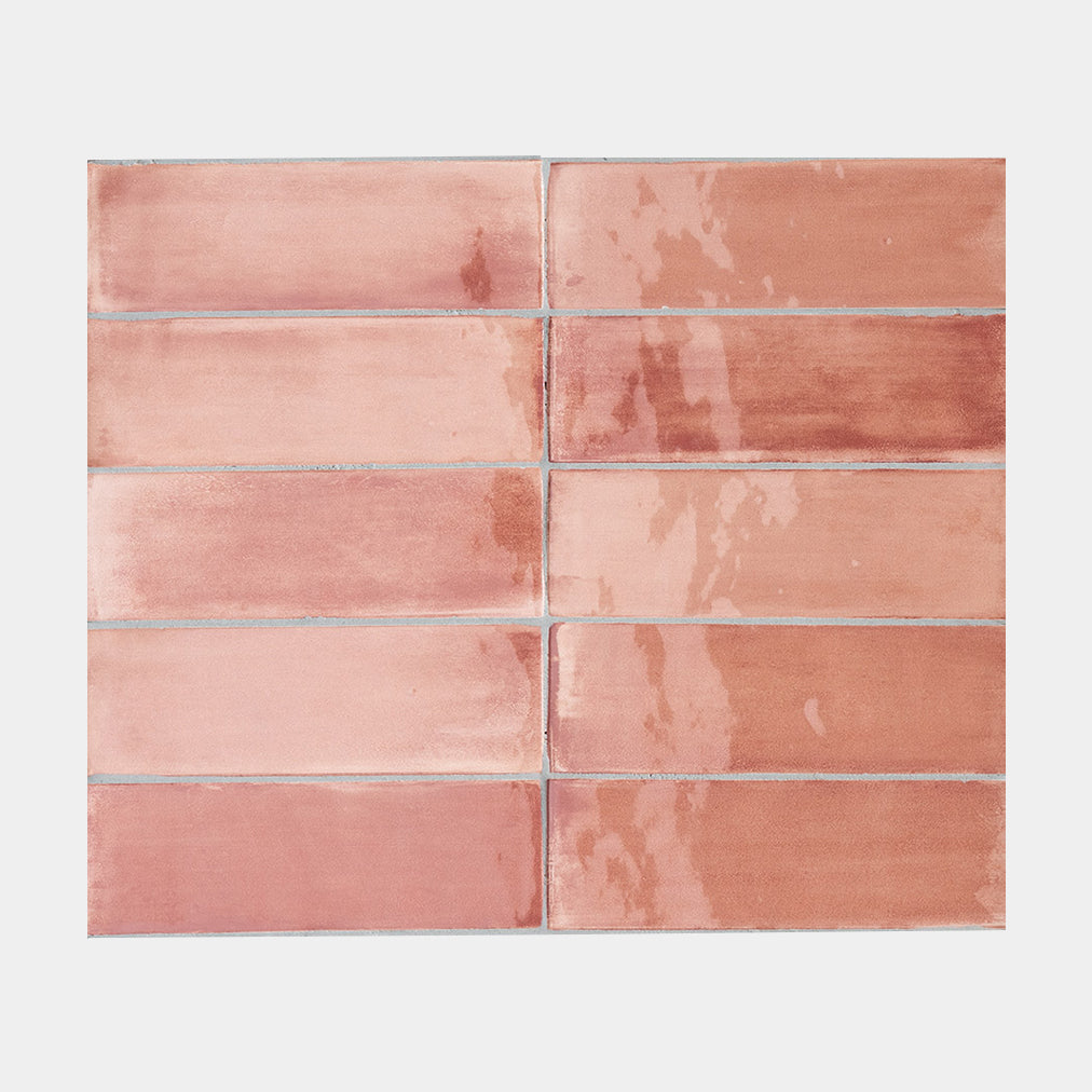 Glossy Light Pink-Orange Subway tiles