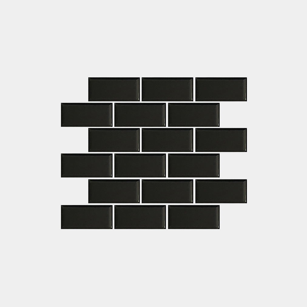 Black Gloss Subway Mosaic Tile FINN Tiles FINN Tile Project   Black Subway Mosaic Finn Tiles 