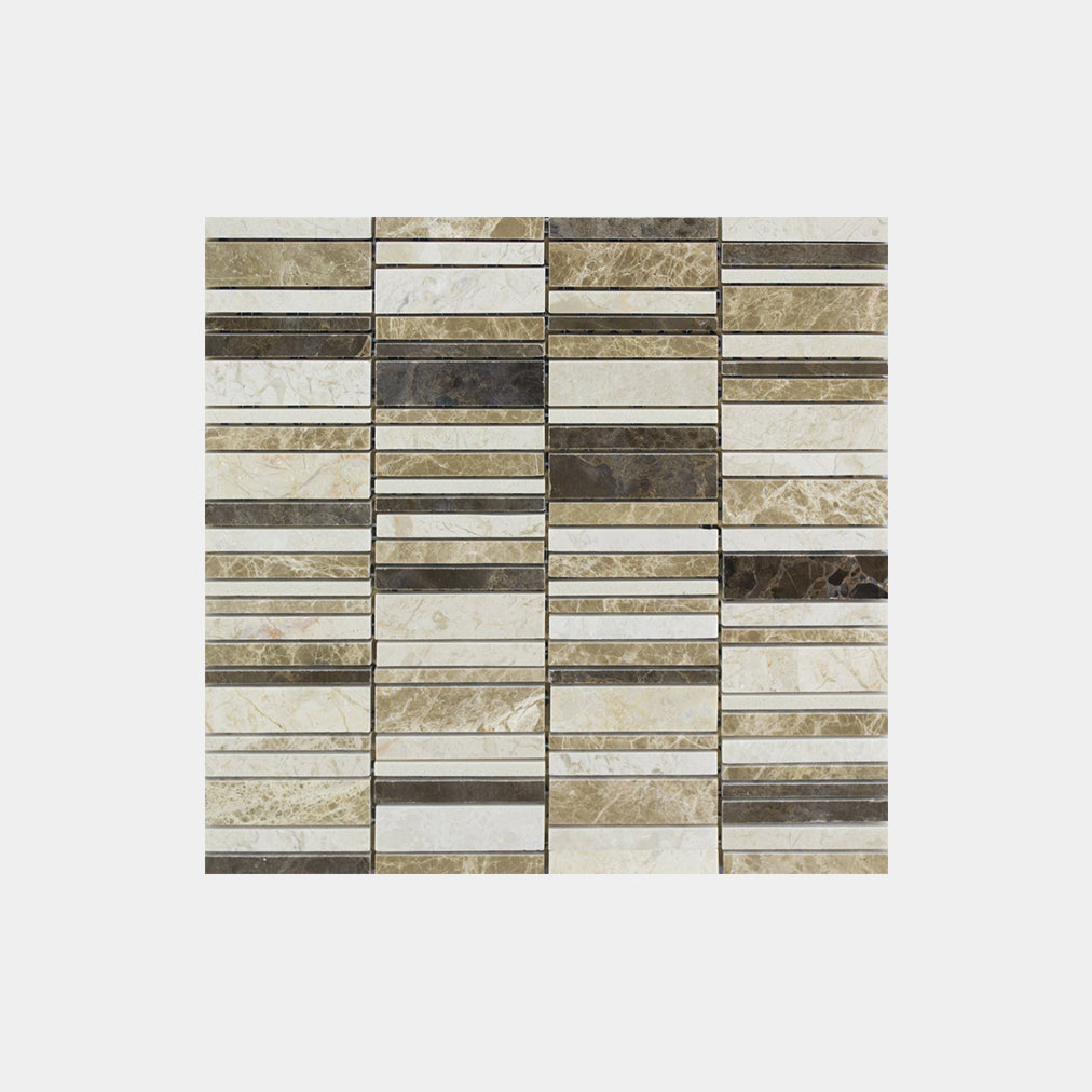 Mixed Marfil Brown Rectangle Mosaic